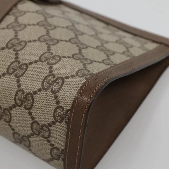 GUCCI GG Supreme Web Sherry Line Clutch Bag PVC Beige Gold 89 01 033 Auth BA4626 - Picture 8 of 16